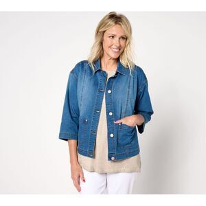 Northwest Women's Jacket Sz 10 Sleeve Denim Patch Pockets Blue A675602